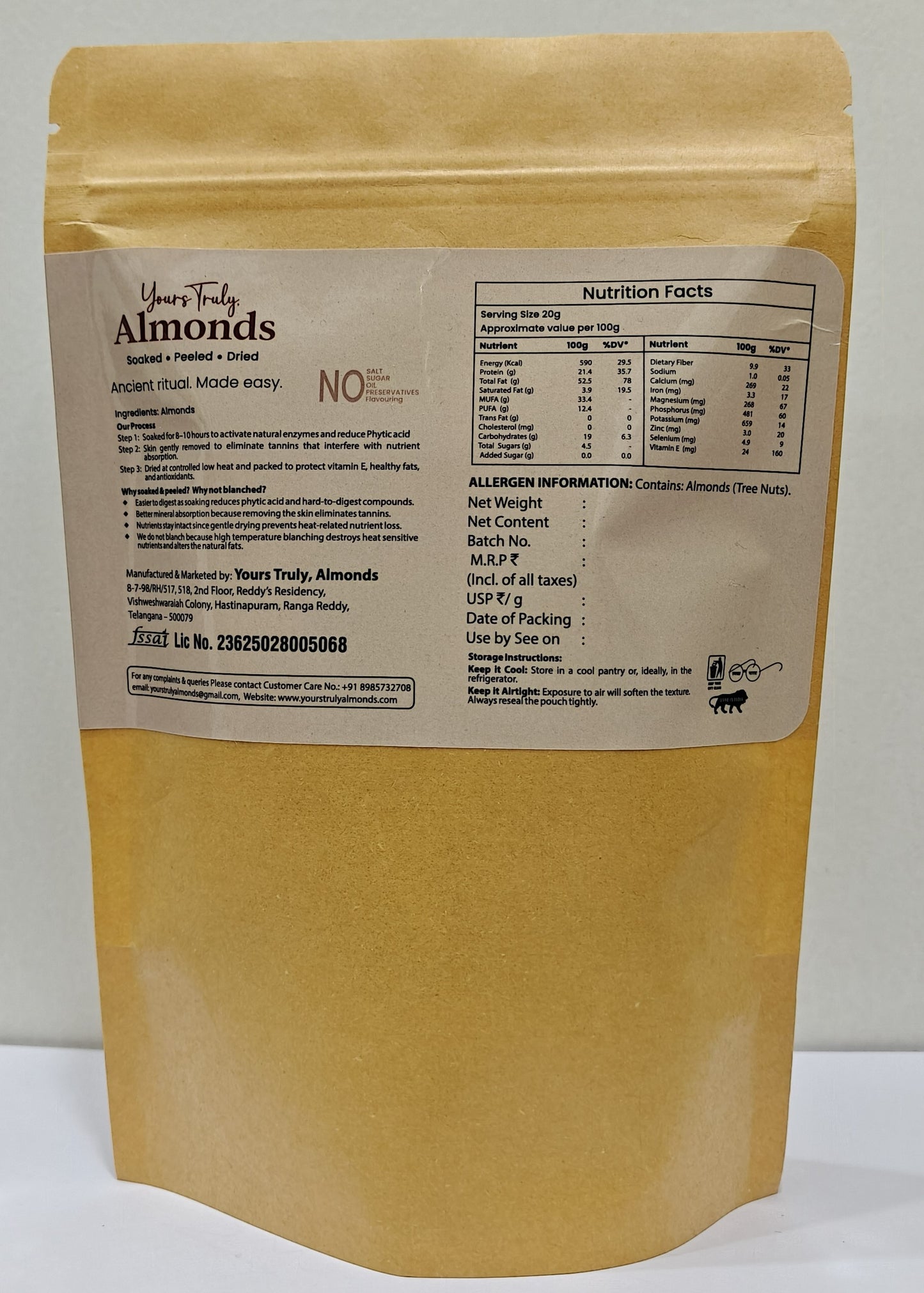 Soaked, Peeled & Dried Almonds